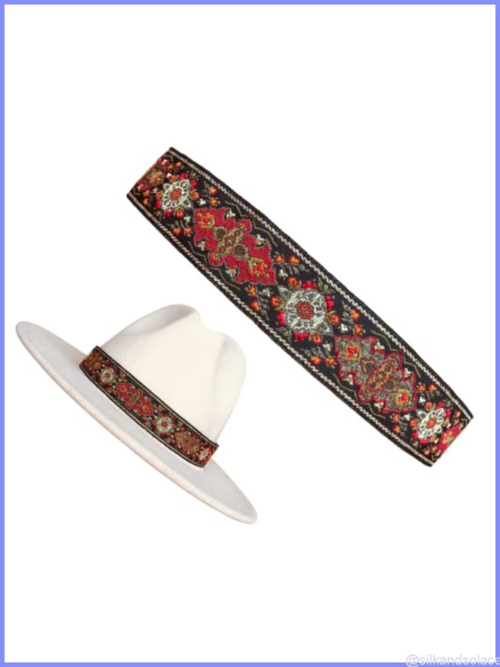 Handmade Jacquard Ribbon Hat Band Adjustable Western Fedora Cowboy Hatband